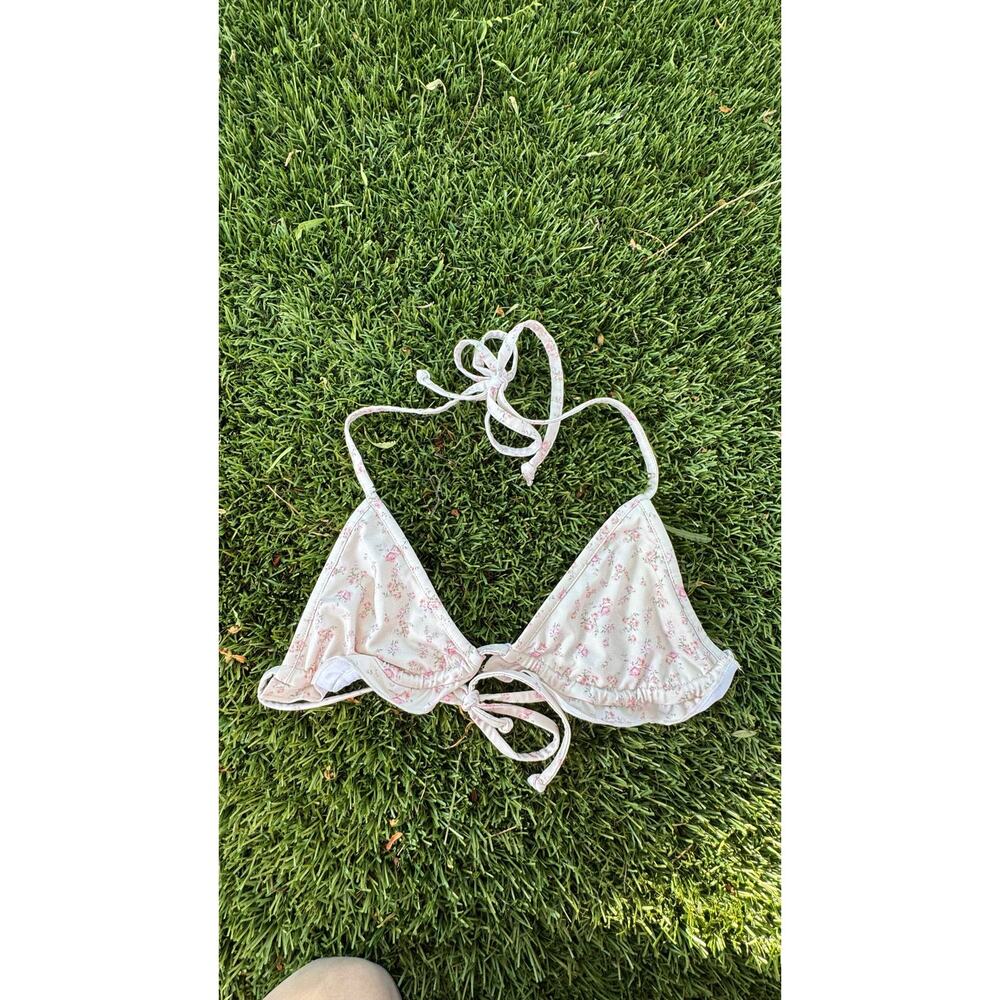 Love shack fancy floral bikini top
